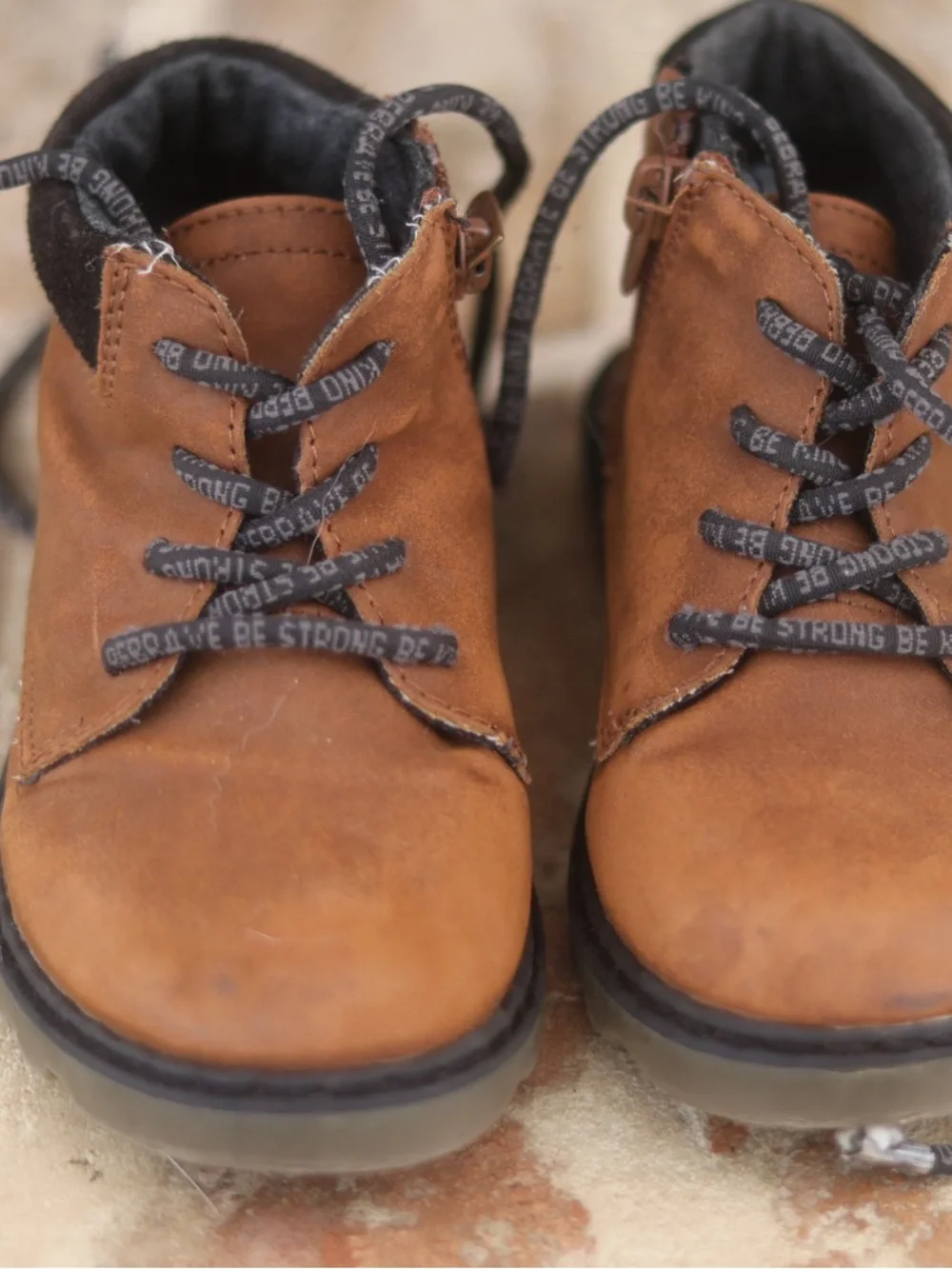 Zara Kids Brown Leather Lace-Up Boots